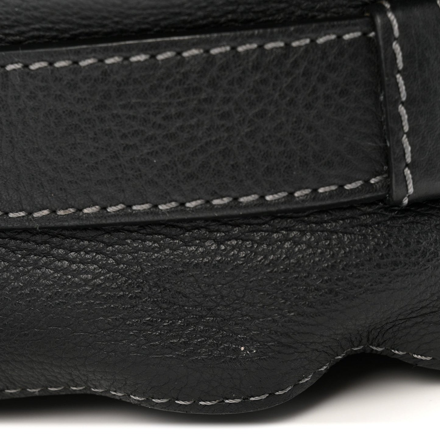 Grained Calfskin Medium Marcie Saddle Bag Black