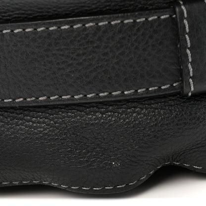 Grained Calfskin Medium Marcie Saddle Bag Black