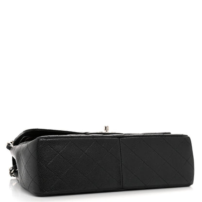 Caviar Quilted Jumbo Double Flap Black