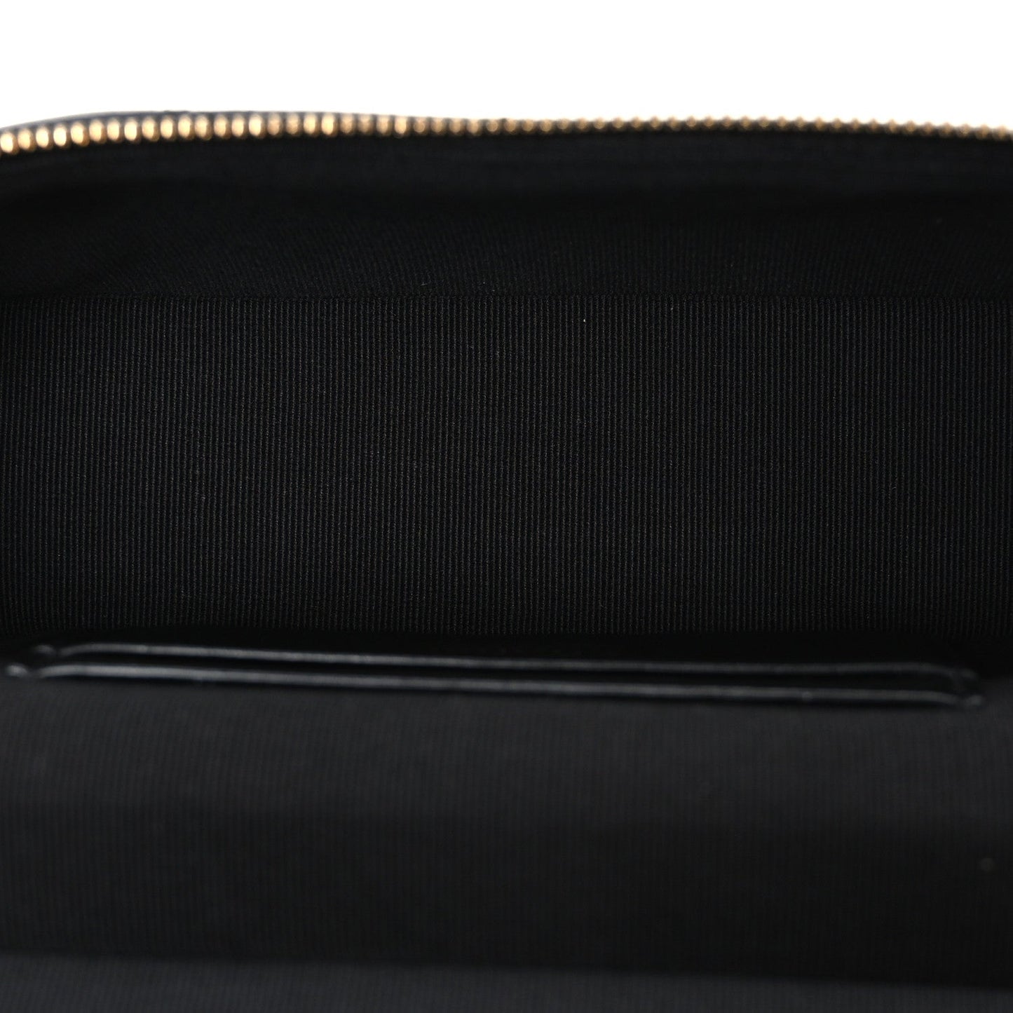 Goatskin Quilted Top Handle Slim Vanity With Chain Black