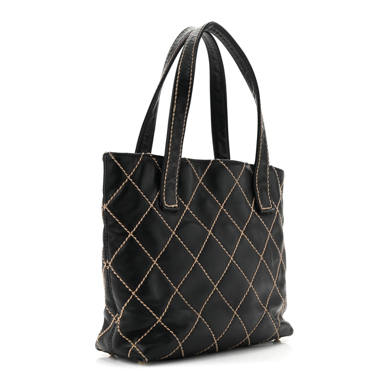 Calfskin Stitch Small Surpique Tote Black