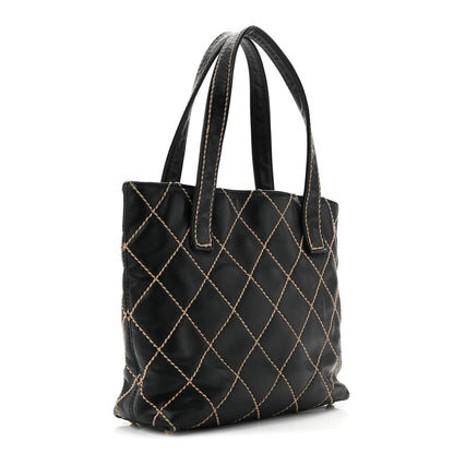 Calfskin Stitch Small Surpique Tote Black