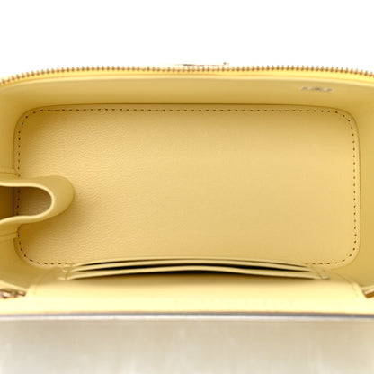 Lambskin Quilted Small Vanity Case With Chain Light Yellow