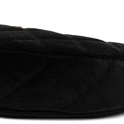 Velvet Crystal Quilted Chain Hobo Black