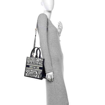 Calfskin Dioriviera Toile De Jouy Small Book Tote With Strap Blue Multicolor