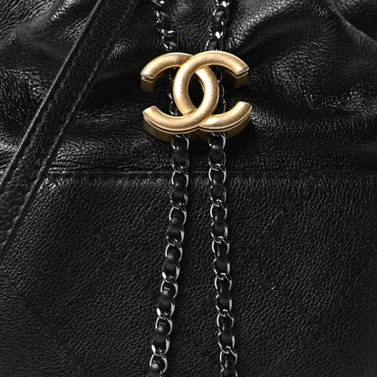 Aged Calfskin Quilted Small Gabrielle Bucket Black