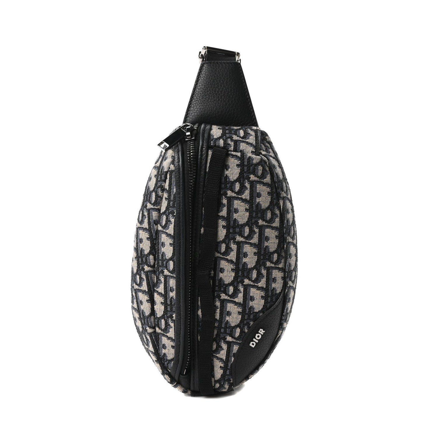 Grained Calfskin Oblique Scarab Sling Bag Blue Black