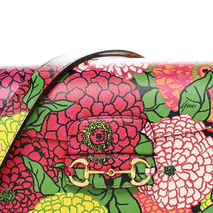 X KEN SCOTT New Shangai Calfskin Pomponica Print Horsebit 1955 Shoulder Bag Multicolor Fuxia Pompon