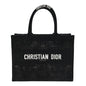 Canvas Embroidered Mesh Macrame Medium Toile de Jouy Soleil Book Tote Black