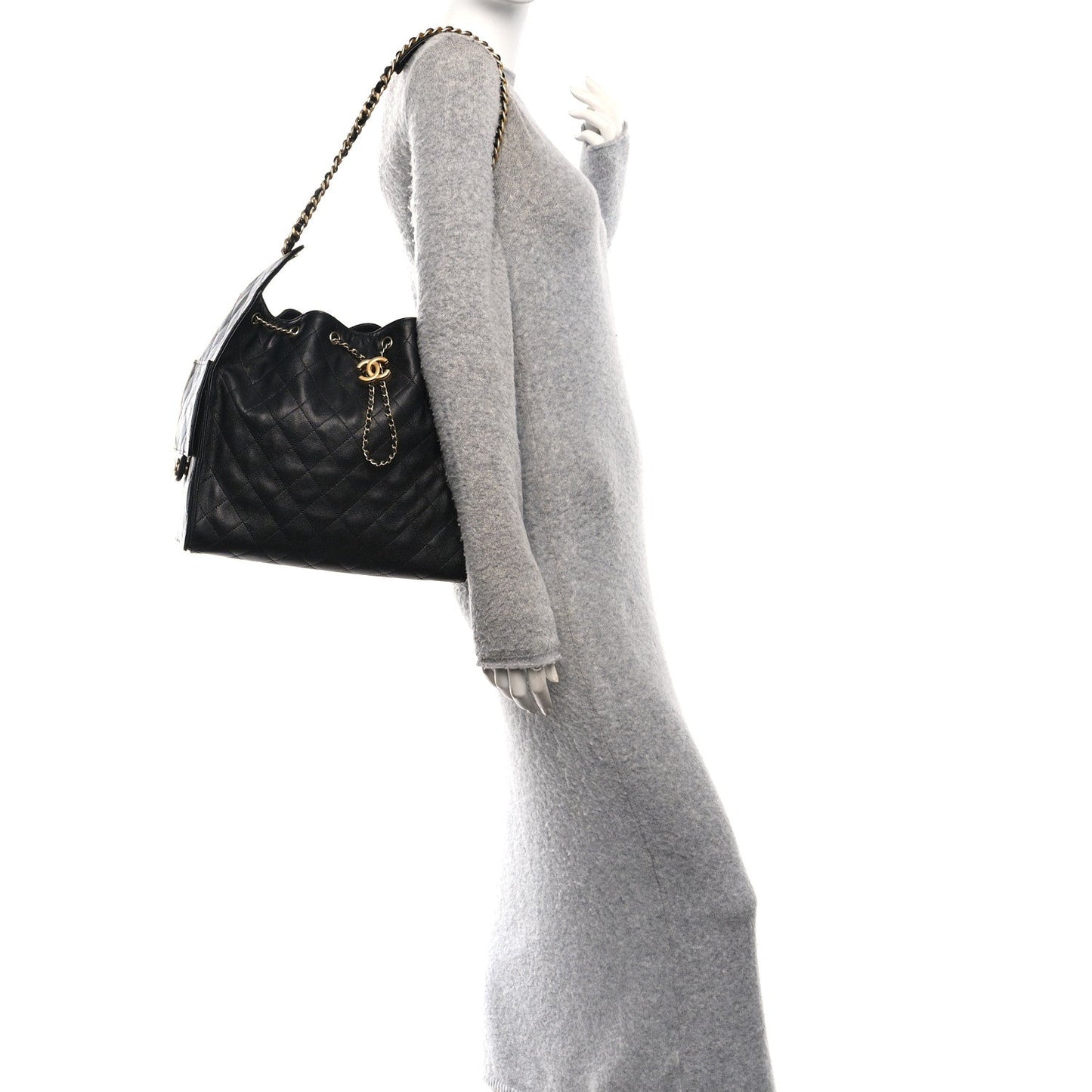 Caviar Quilted Medium Chanel 25 Handbag Black