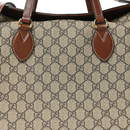 GG Supreme Monogram Linea A Foldover Tote Brown