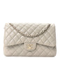 Lambskin Quilted Jumbo Double Flap Grey