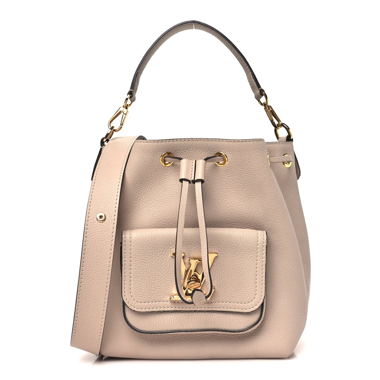 Calfskin Lockme Bucket MM Greige