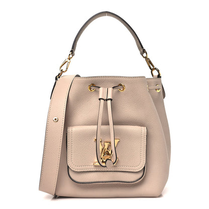 Calfskin Lockme Bucket MM Greige