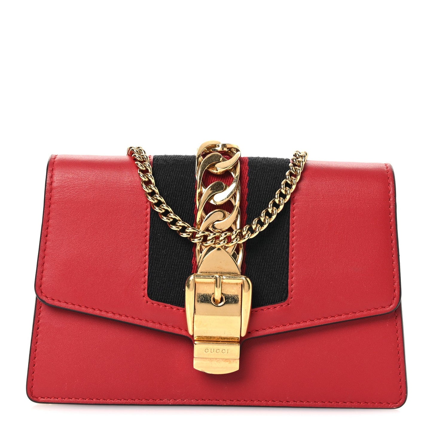 Calfskin Super Mini Sylvie Chain Shoulder Bag Hibiscus Red