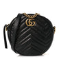 Azalea Calfskin Matelasse Heart Mini GG Marmont Round Shoulder Bag Black