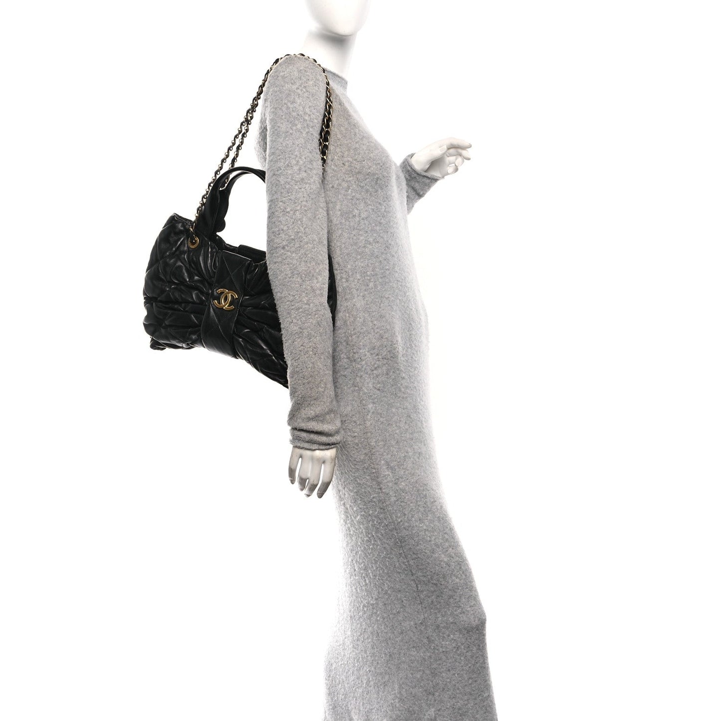 Lambskin Quilted Bow Bag Black