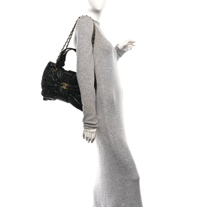 Lambskin Quilted Bow Bag Black