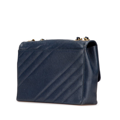 Chanel Coco Mark Bias Stitch Caviar Shoulder Bag