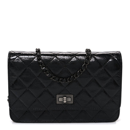 Glazed Aged Calfskin Reissue Wallet On Chain WOC So Black