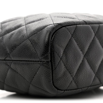 Caviar Quilted Hobo Clutch With Chain  Black