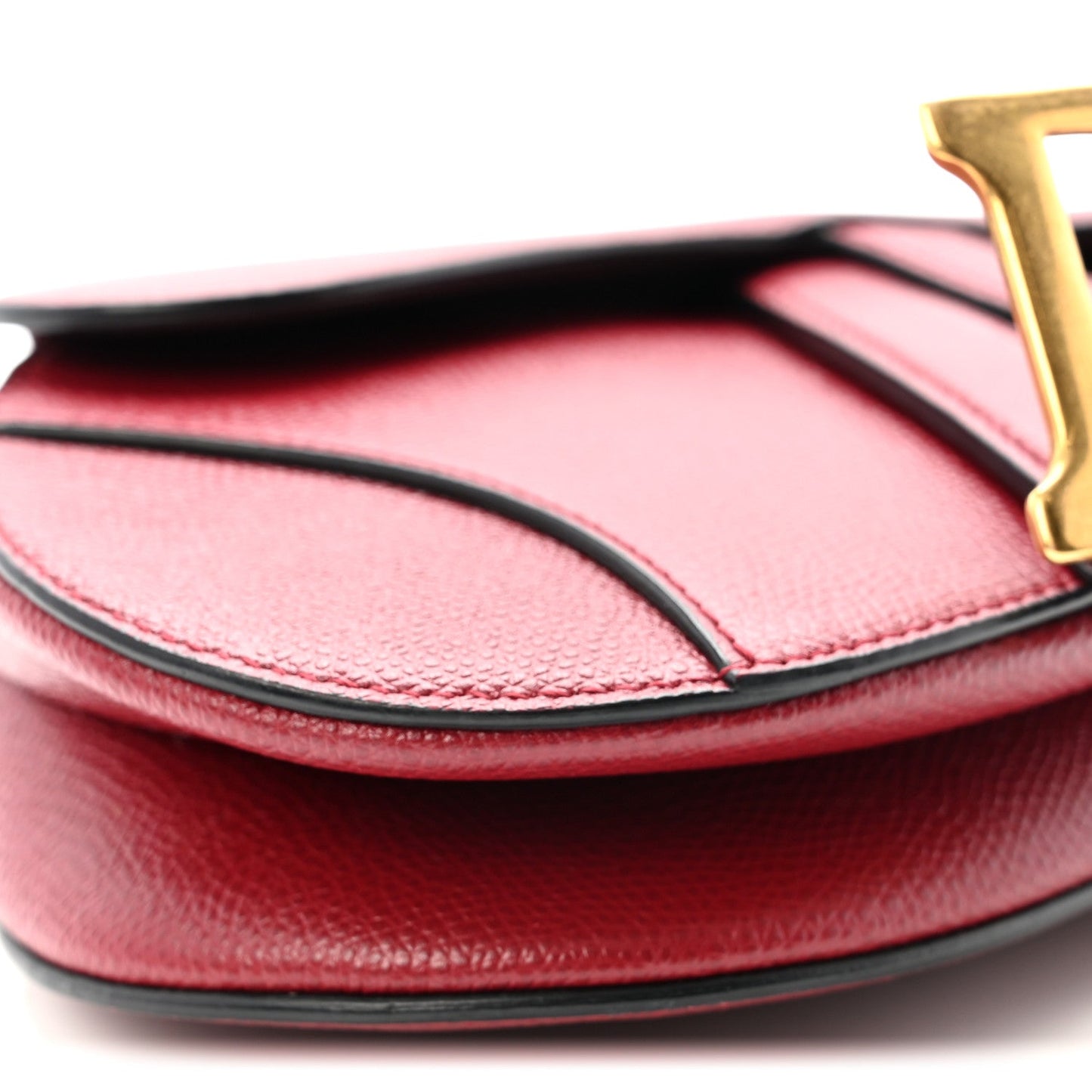 Grained Calfskin Mini Saddle Bag Red