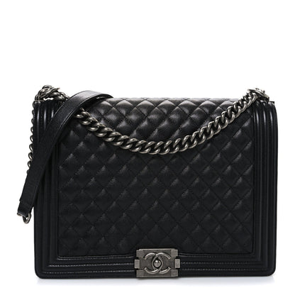 Caviar Quilted Large Boy Flap Black