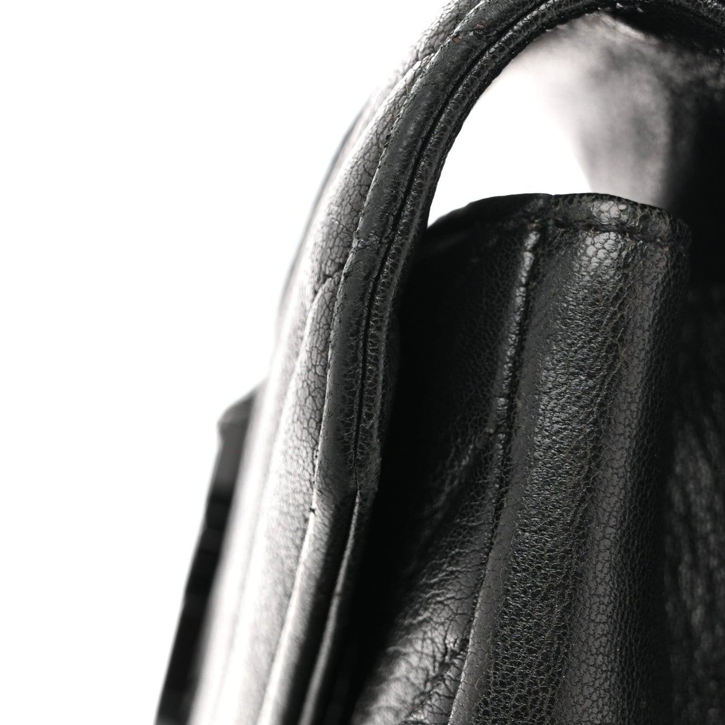 Sheepskin Matelasse Chevron Monogram Monochrome Medium College Bag Black