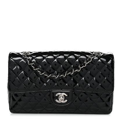 Patent Quilted Secret Label Medium Flap Black