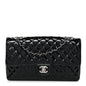 Patent Quilted Secret Label Medium Flap Black