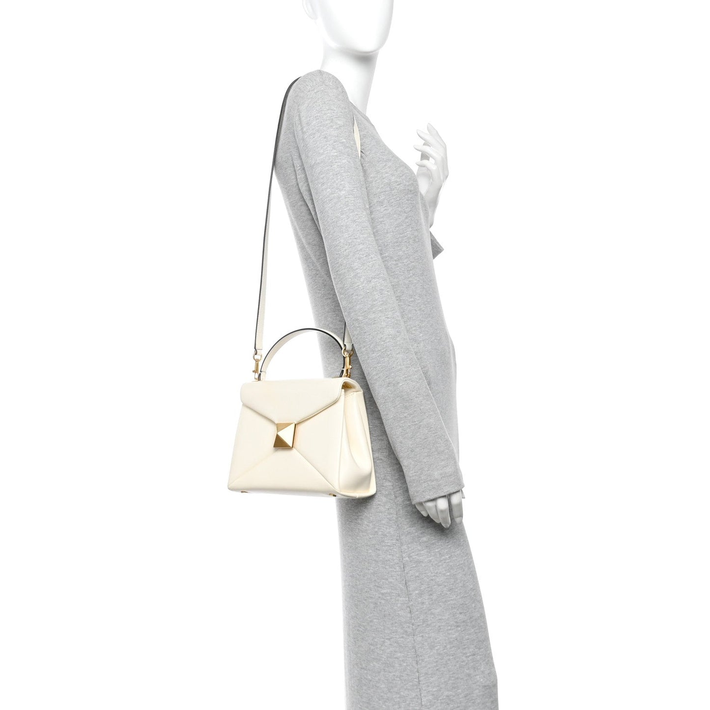 Nappa Small One Stud Top Handle Bag Ivory