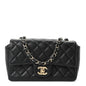 Lambskin Quilted Mini Rectangular Flap Black