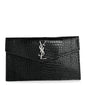 Calfskin Crocodile Embossed Uptown Monogram Pouch Black
