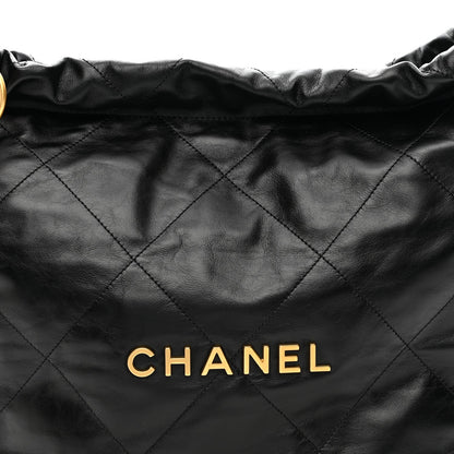 Shiny Calfskin Quilted Small Chanel 22 Black