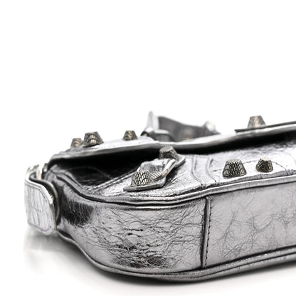 Metallic Agneau Arena Small Le Cagole Sling Bag Silver