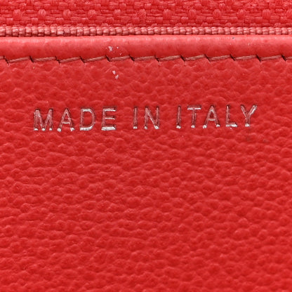 Grained Calfskin Quilted CC Box Wallet On Chain WOC Pink