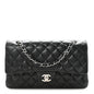Lambskin Quilted Medium Double Flap Black