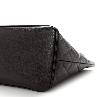 Caviar Quilted Medallion Tote Dark Brown
