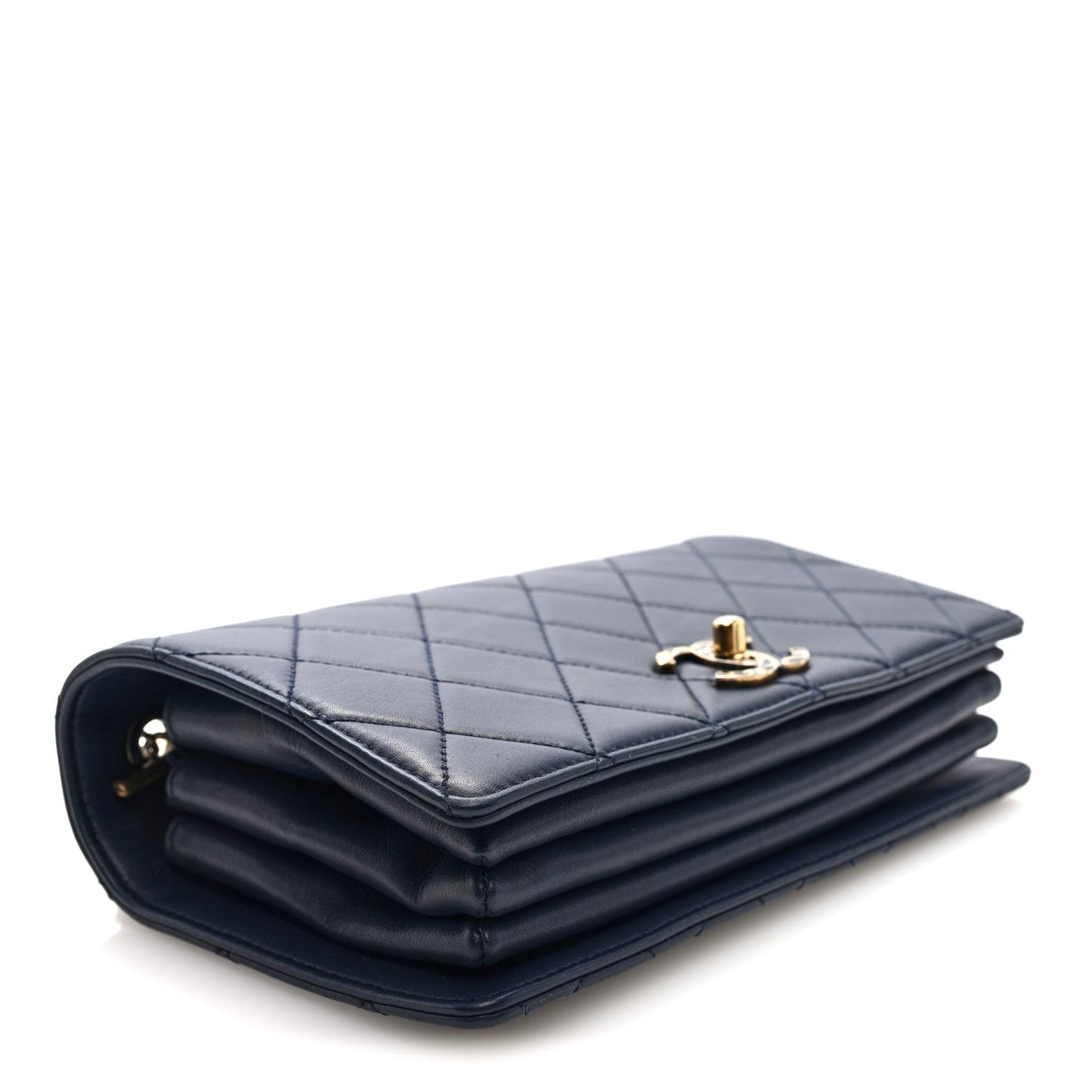 Lambskin Quilted Small Art Nouvelle Flap Bag Navy