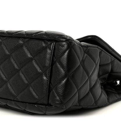 Calfskin Quilted XXL Travel Flap Bag Black