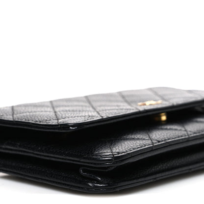 Caviar Quilted Wallet on Chain WOC Black