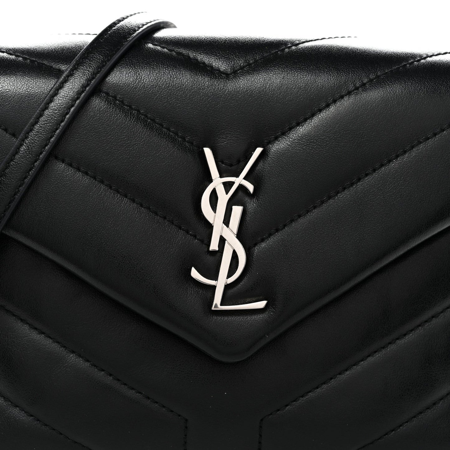 Calfskin Y Quilted Monogram Toy Loulou Crossbody Bag Black