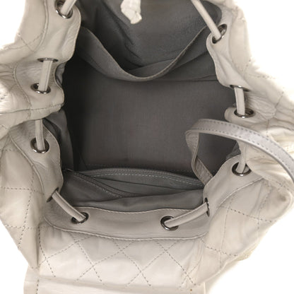 Lambskin Quilted Beijing Backpack Bag White