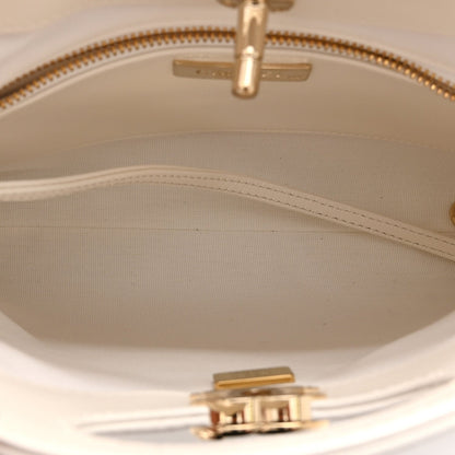 Shiny Lambskin Quilted Mini 31 Shopping Bag White