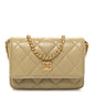 Lambskin Enamel Quilted Coco Hearts Clutch With Chain Light Green