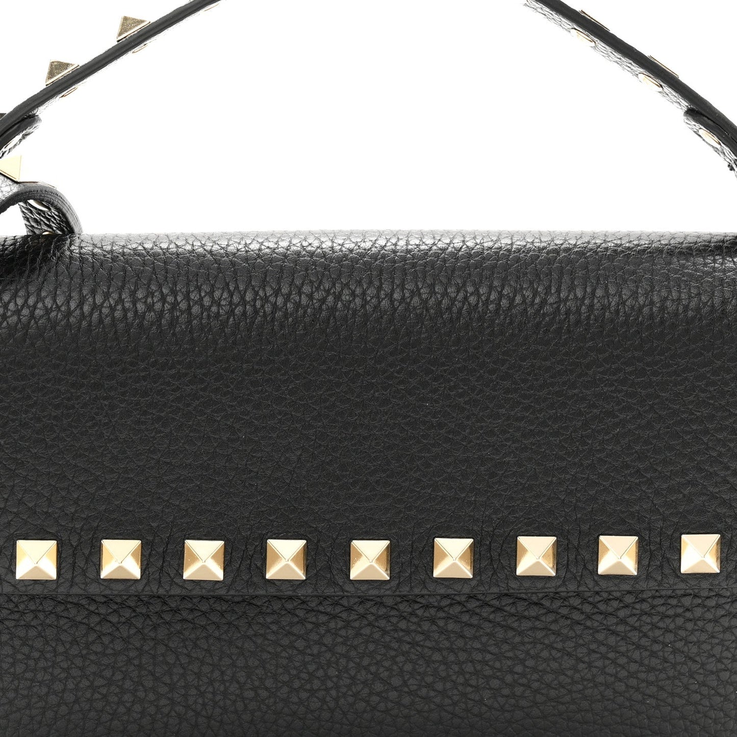 Grainy Calfskin Rockstud Crossbody Pouch Black