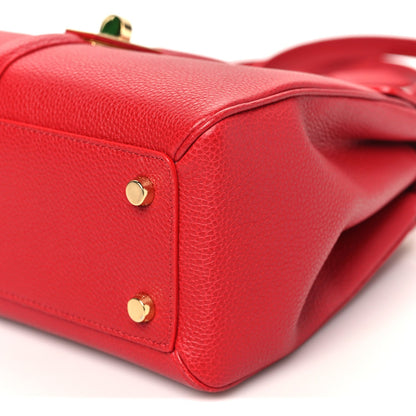 Grained Calfskin Small 16 Top Handle Bag Red
