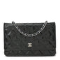 Patent Quilted Wallet On Chain WOC Navy Blue