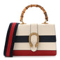 Calfskin Bamboo Web Medium Dionysus Top Handle Bag White Blue Hibiscus Red