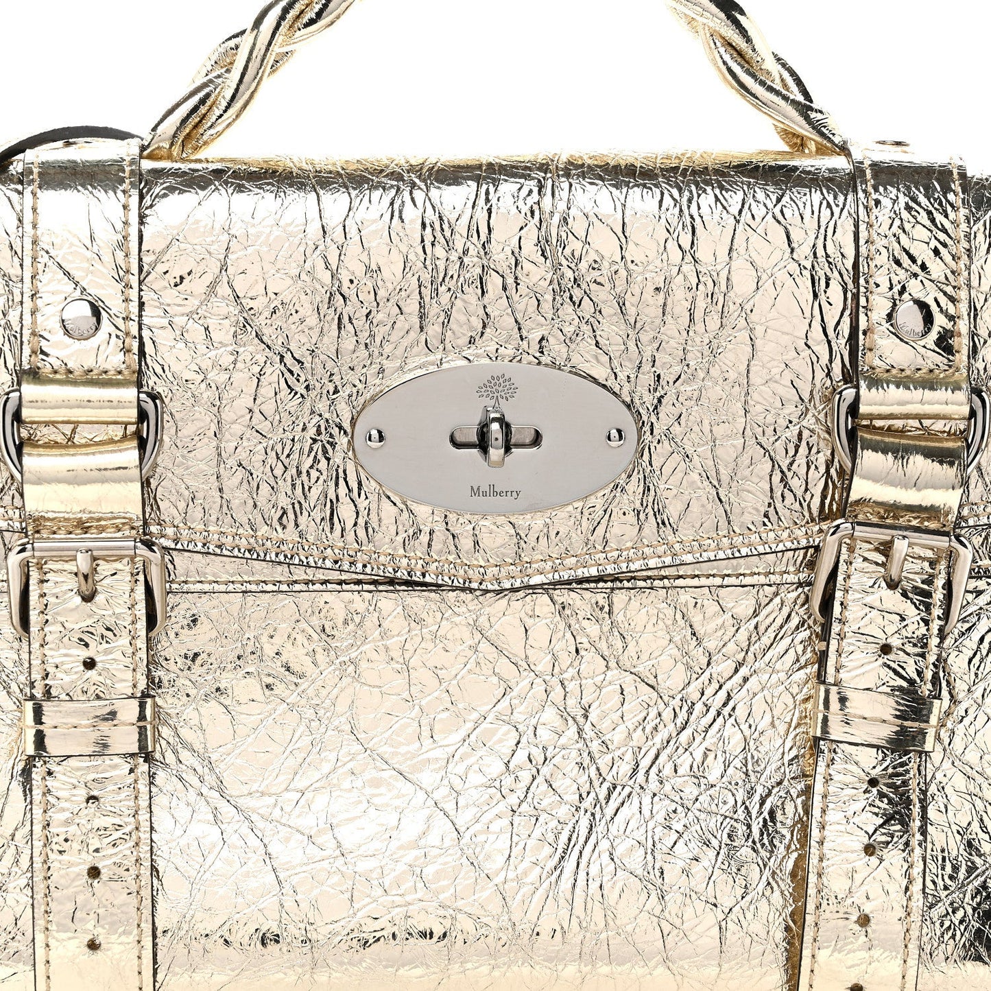 Metallic Crinkled Calfskin Medium Alexa Gold